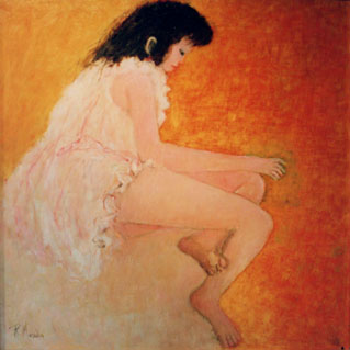 作者：増田良一、作品名：眠る子（S30）、発表時期・展覧会名：2001年09月　第4回赤い電車展