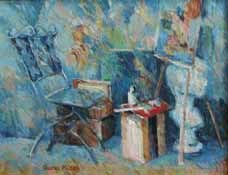 作者名：大野起生、作品名：アトリエの風景　(F6)、発表時期：2005年10月