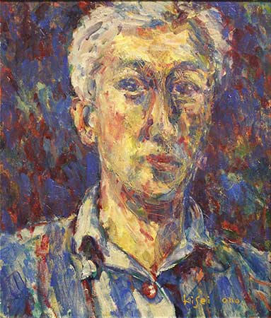 発表時期：2013年9月、展覧会名：第25回NEC府中アート倶楽部展、作者名：大野起生、作品名：自画像　F10