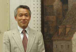 大野起生の写真。2008年5月第56回光陽展会場にて。
